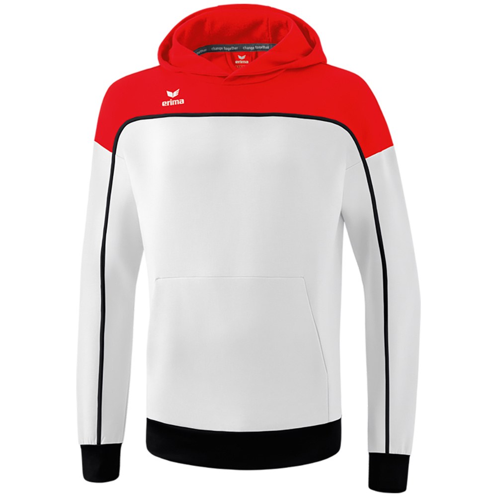 SUDADERA CON CAPUCHA ERIMA CHANGE, BLANCA-ROJA-NEGRA NIÑO. 128 140 152 164 