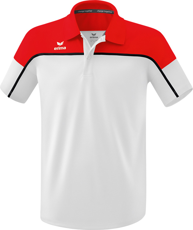 POLO ERIMA CHANGE, BLANCO-ROJO-NEGRO HOMBRE. S M L XL 2XL 3XL 