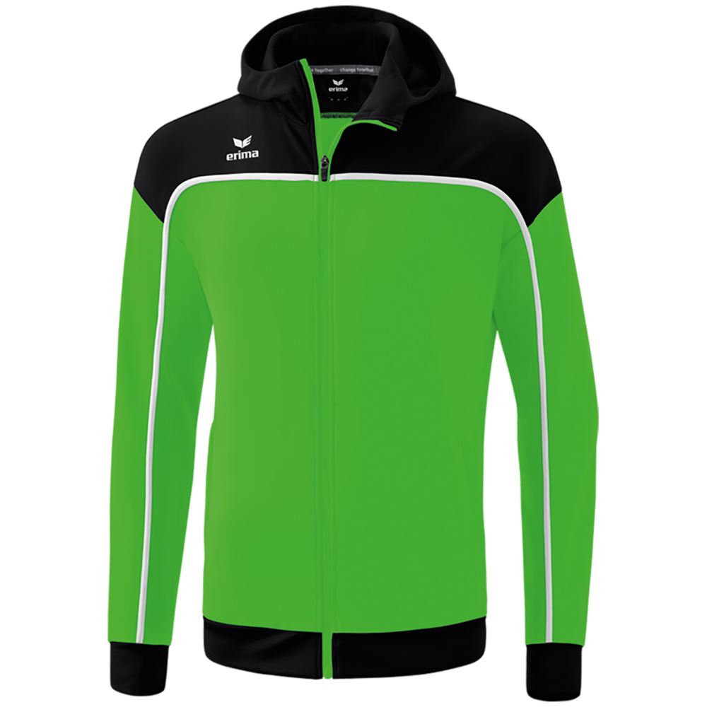 CHAQUETA ENTRENAMIENTO CON CAPUCHA ERIMA CHANGE, VERDE-NEGRA-BLANCA HOMBRE. S M L XL 2XL XL 