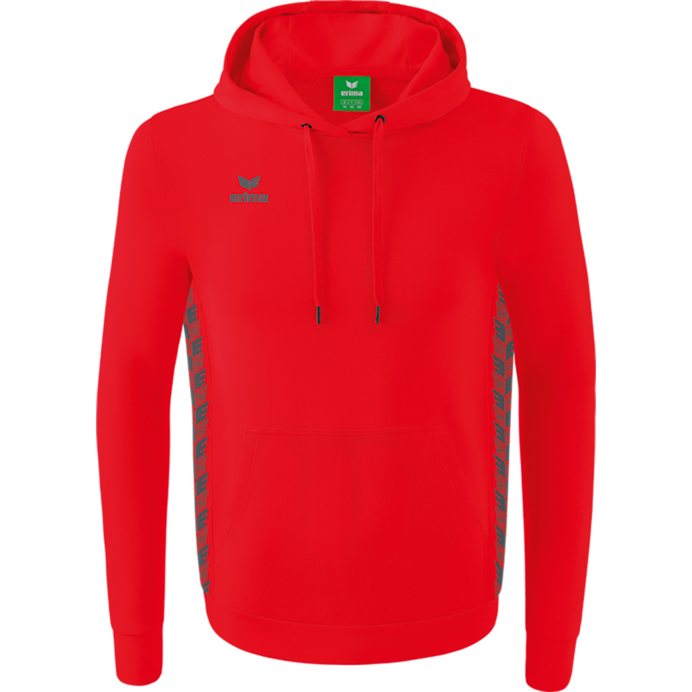 SUDADERA CON CAPUCHA ERIMA ESSENTIAL TEAM, ROJA-GRIS PIZARRA HOMBRE. S M L XL 2XL 3XL 