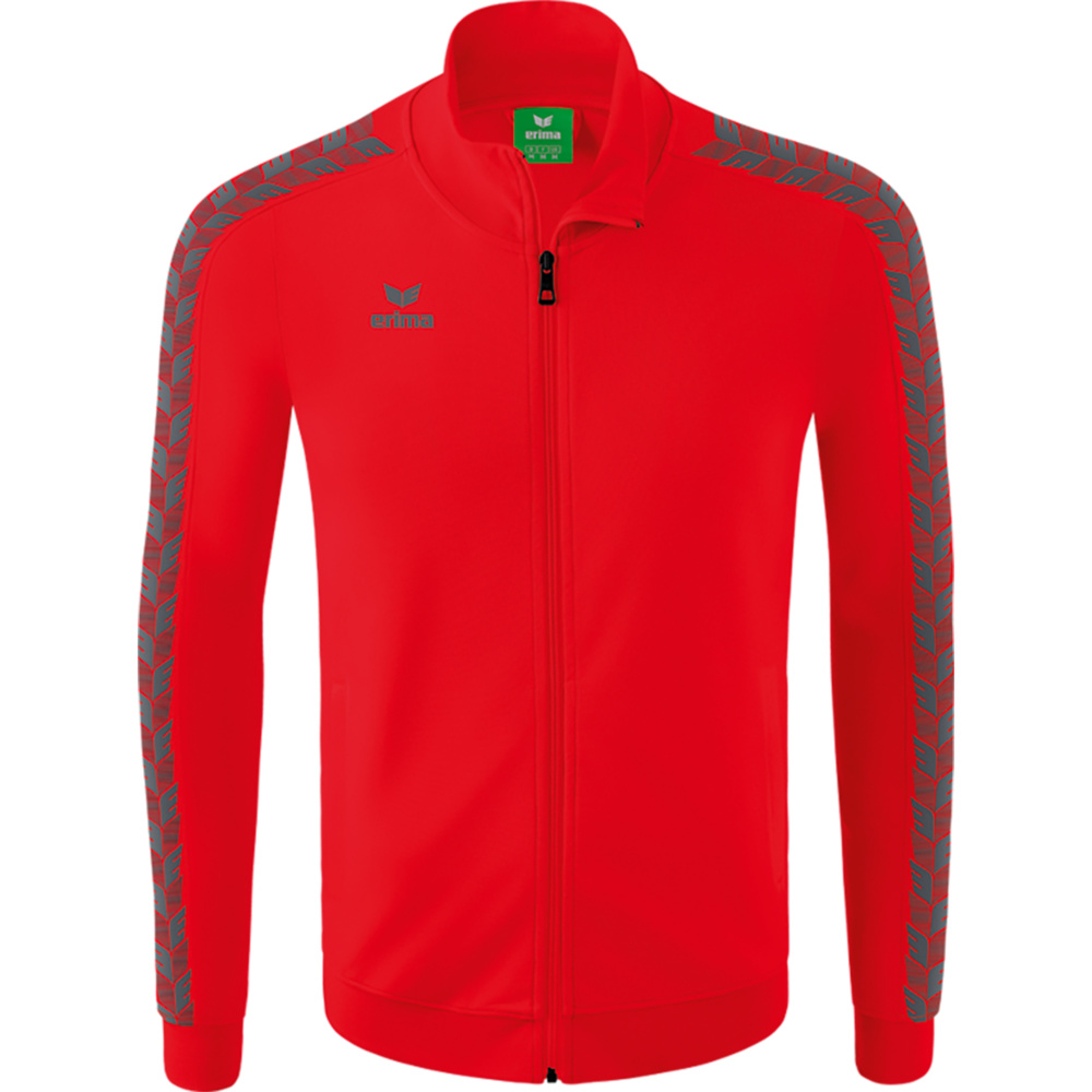 CHAQUETA ERIMA ESSENTIAL TEAM TRACK TOP, ROJA-GRIS PIZARRA NIÑO. 128 140 152 164 