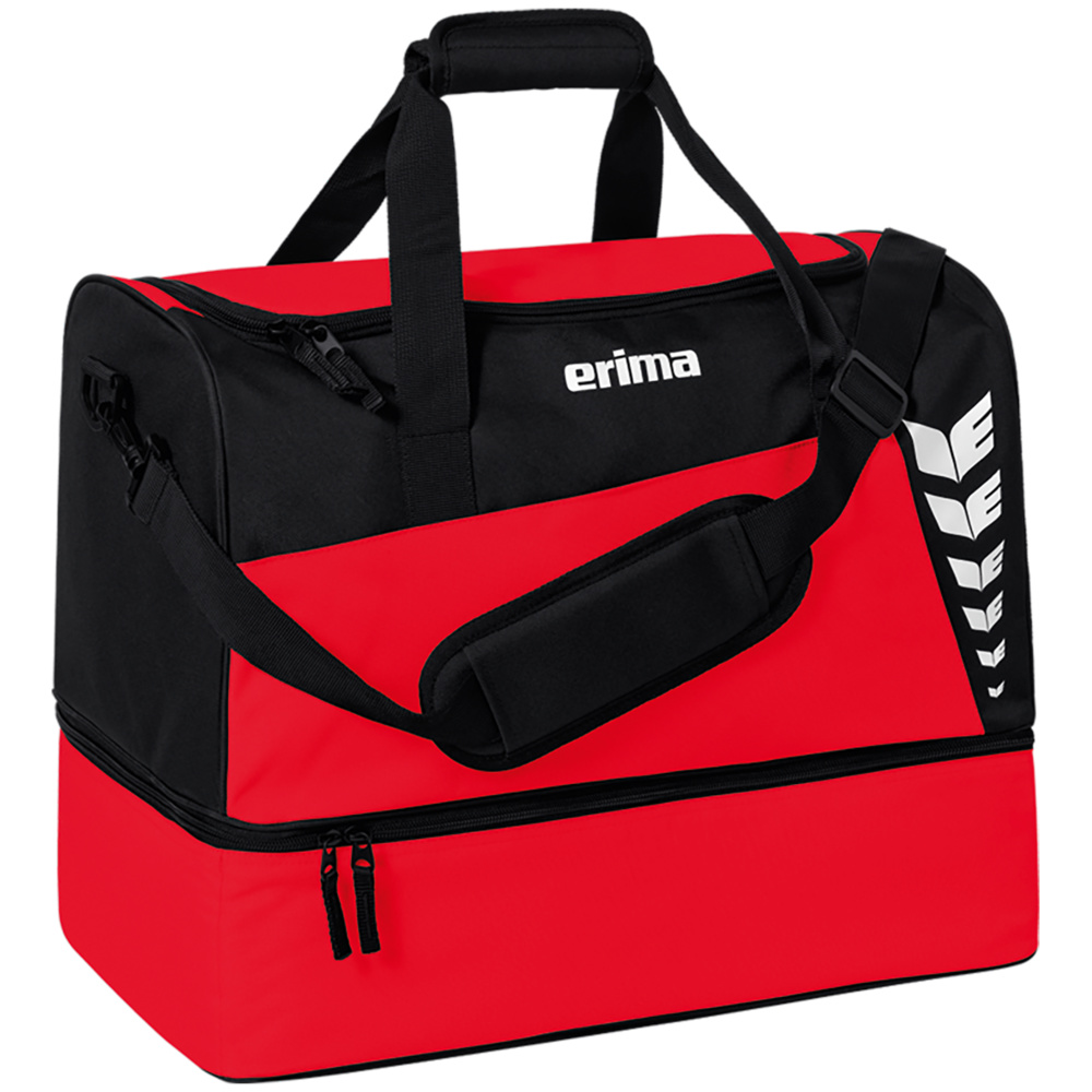 BOLSA DE DEPORTE CON ZAPATILLERO ERIMA SIX WINGS, ROJA-NEGRA. S M L 