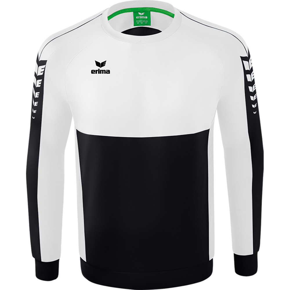 SUDADERA ERIMA SIX WINGS, NEGRA-BLANCA HOMBRE. S M L XL 2XL 3XL 