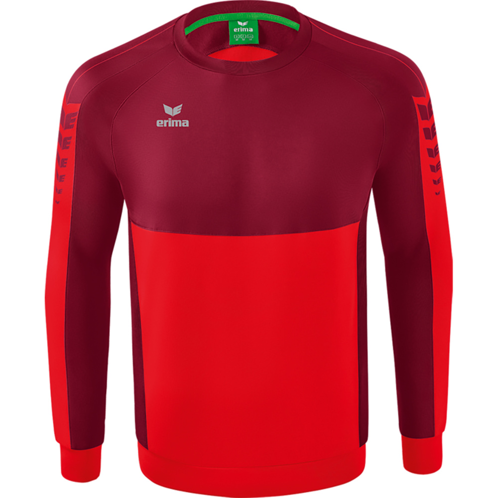 SUDADERA ERIMA SIX WINGS, ROJA-BURDEOS HOMBRE. S M L XL 2XL 3XL 