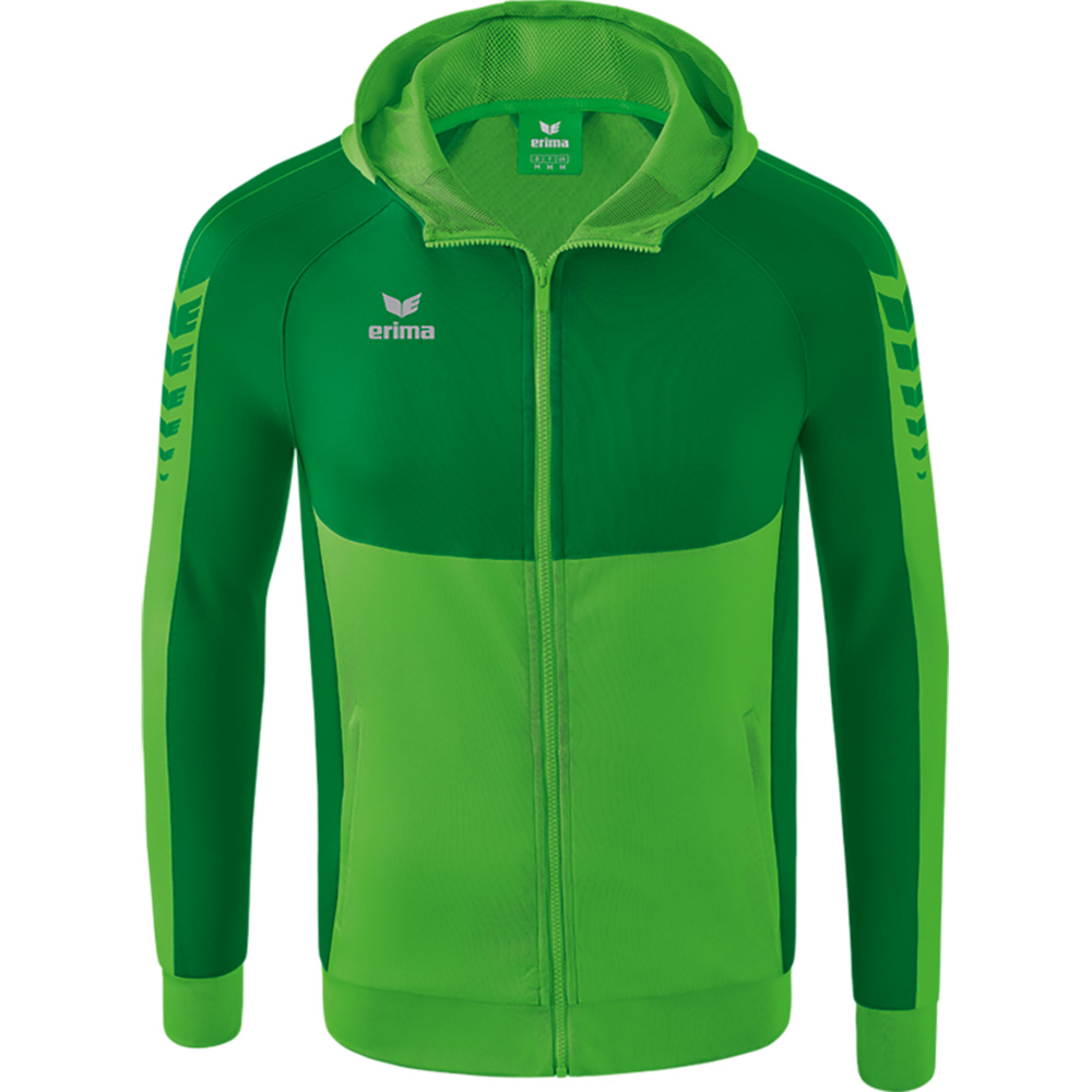 CHAQUETA DE ENTRENAMIENTO CON CAPUCHA ERIMA SIX WINGS, VERDE-ESMERALDA HOMBRE. S M L XL 2XL 3XL 