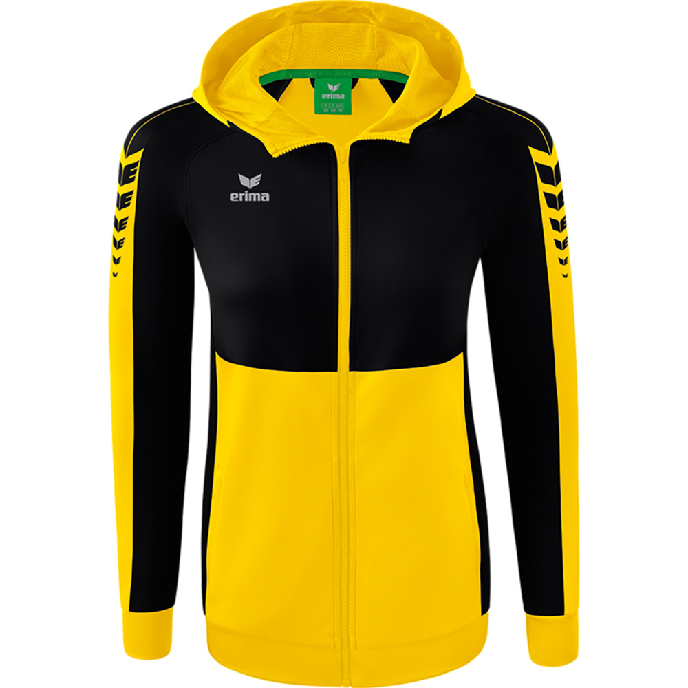 CHAQUETA DE ENTRENAMIENTO CON CAPUCHA ERIMA SIX WINGS, AMARILLA-NEGRA MUJER. 34 36 38 40 42 44 