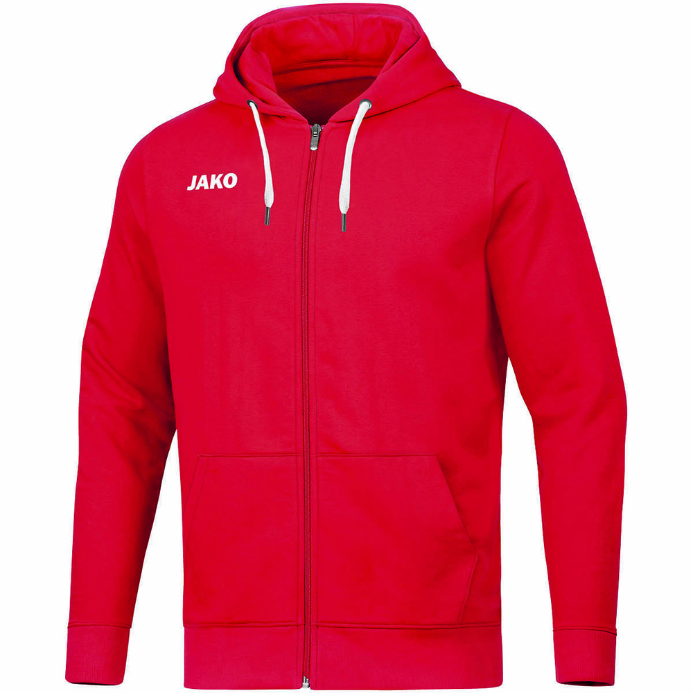 CHAQUETA CON CAPUCHA JAKO BASE, ROJA HOMBRE. S M L XL 2XL 3XL 4XL 