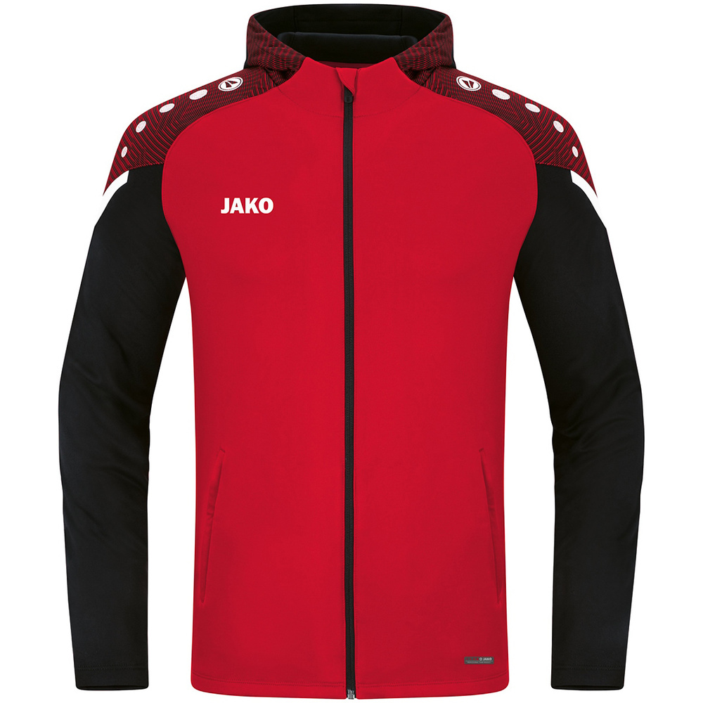 CHAQUETA CON CAPUCHA JAKO PERFORMANCE, ROJA-NEGRA NIÑO. 128 140 152 164 