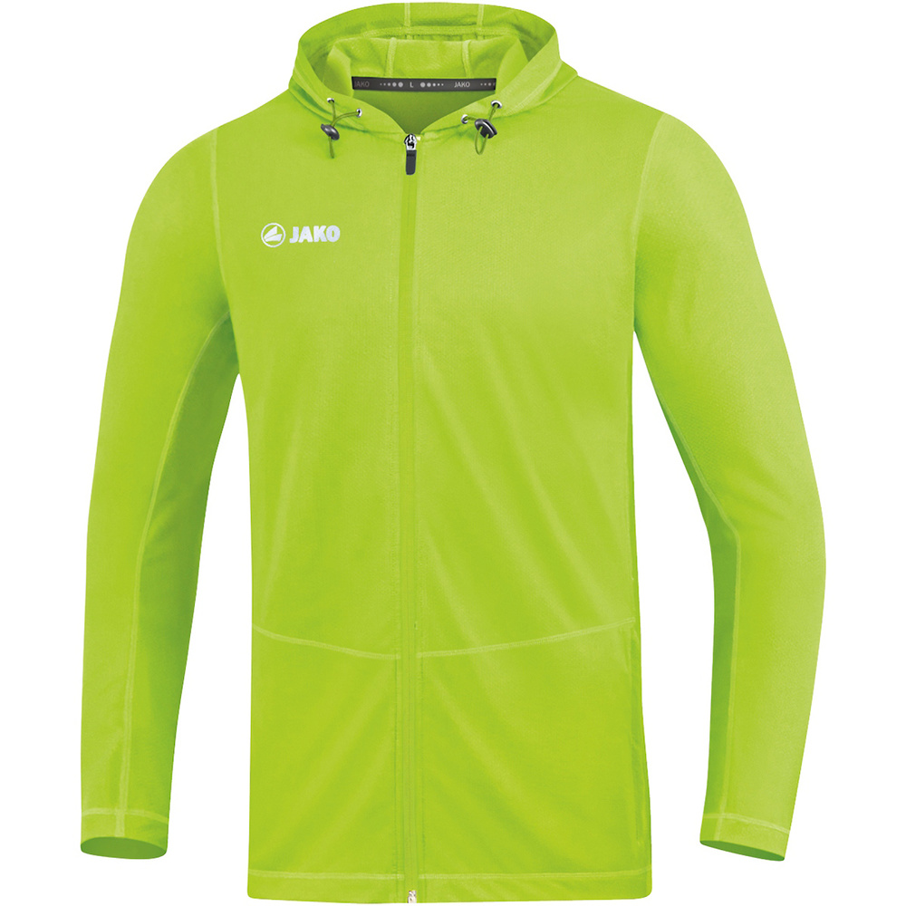 SUDADERA CON CAPUCHA JAKO RUN 2.0, VERDE NEÓN HOMBRE. S M L XL 2XL 3XL 