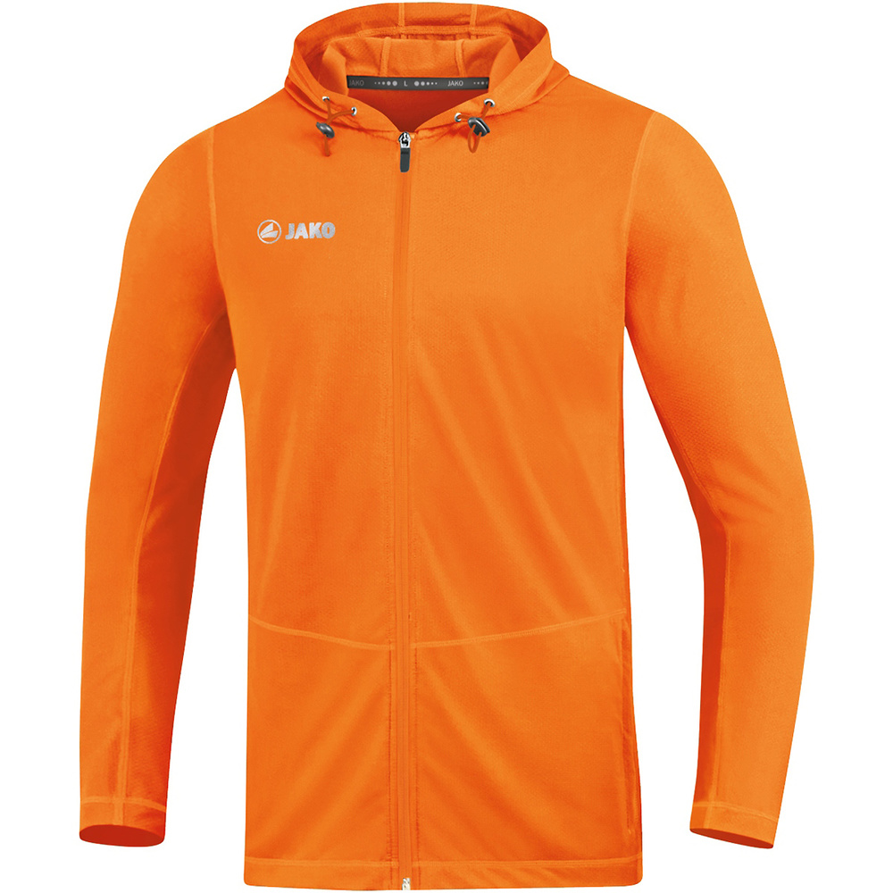 SUDADERA CON CAPUCHA JAKO RUN 2.0, NARANJA NEÓN NIÑO. 128 140 152 164 