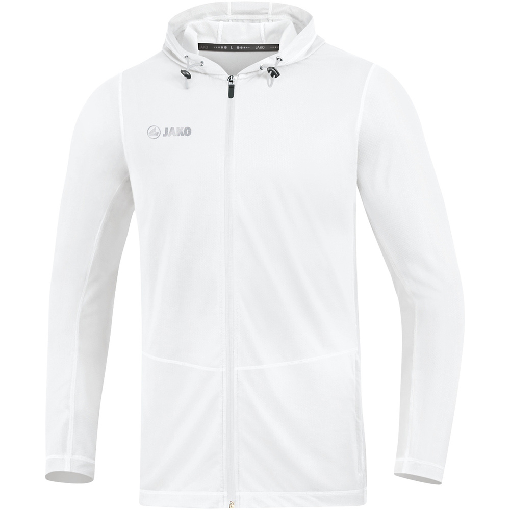 SUDADERA CON CAPUCHA JAKO RUN 2.0, BLANCA HOMBRE. S M L XL 2XL 3XL 