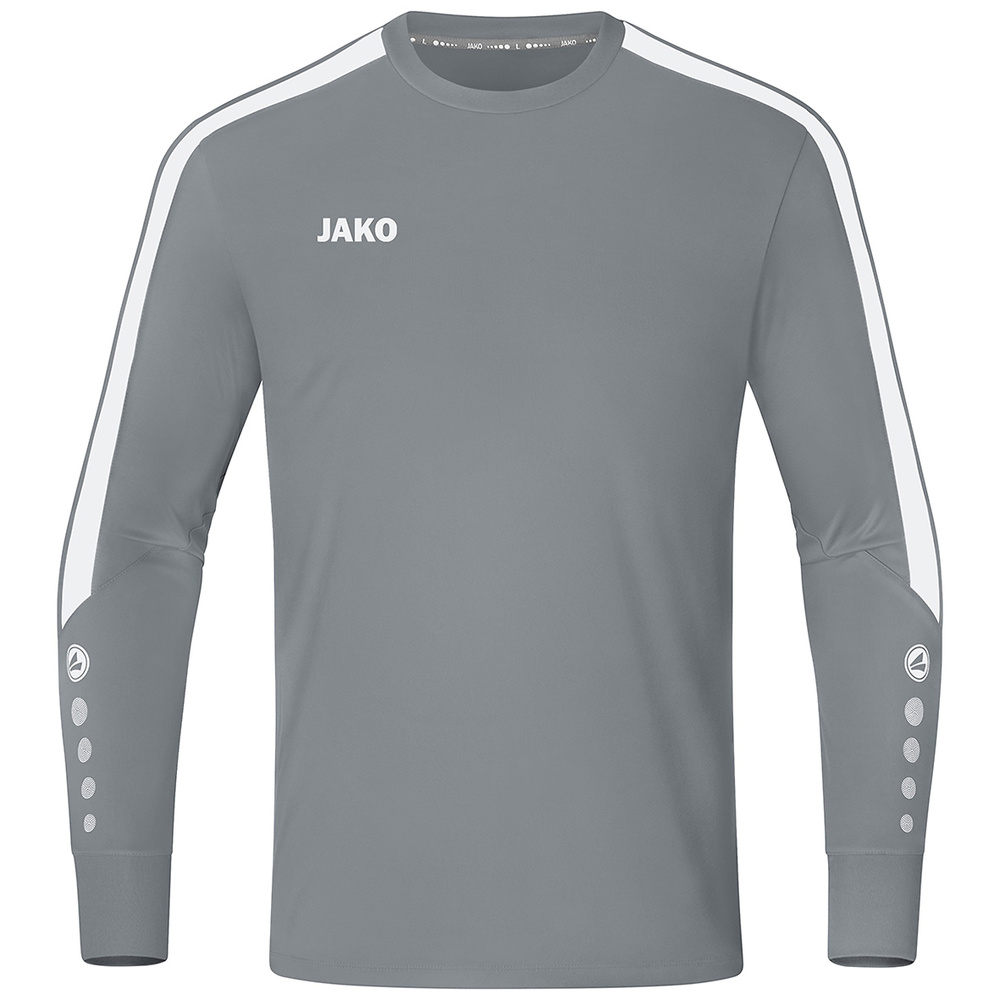 CAMISETA PORTERO JAKO POWER, GRIS PIEDRA-BLANCA NIÑO. 116 128 140 152 164 