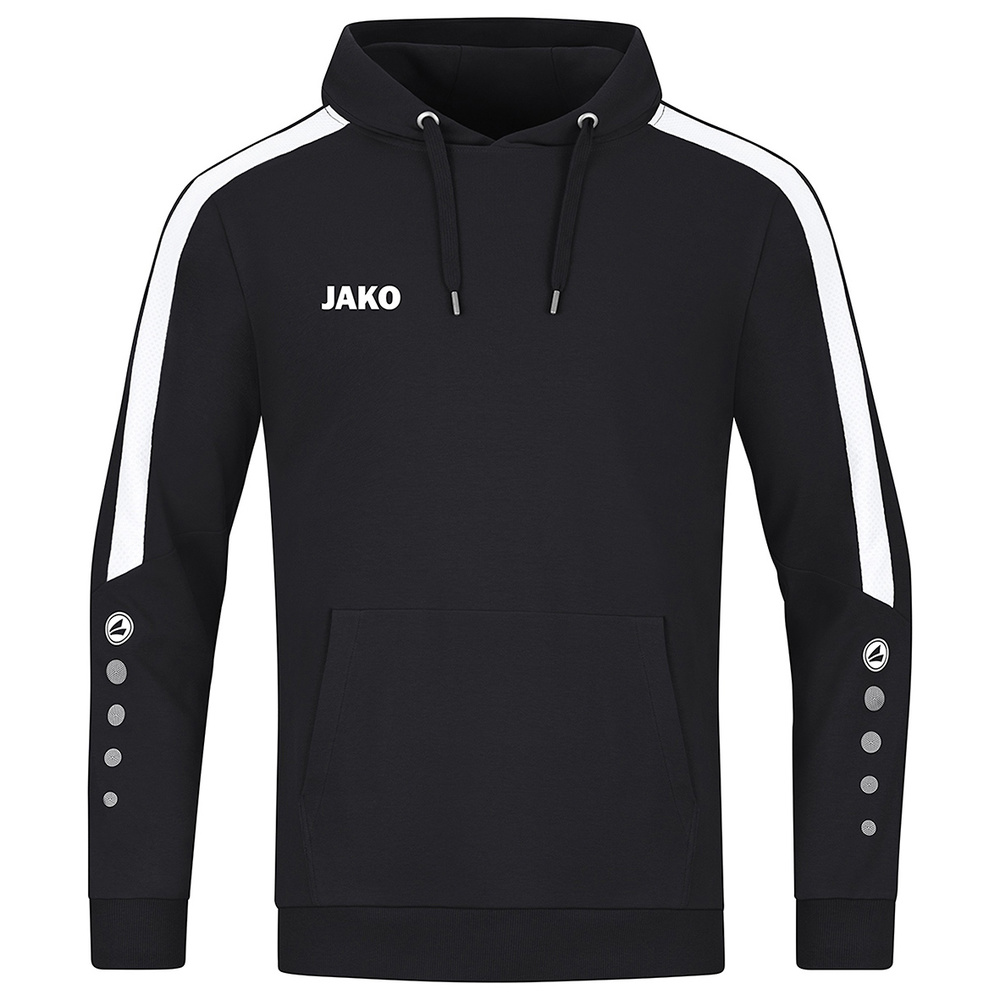 SUDADERA CON CAPUCHA JAKO POWER, NEGRA-BLANCA NIÑO. 128 140 152 164 