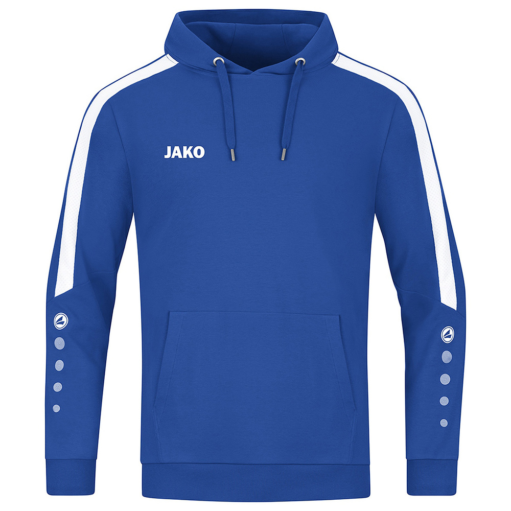 SUDADERA CON CAPUCHA JAKO POWER, ROYAL-BLANCA HOMBRE. S M L XL 2XL 3XL 4XL 