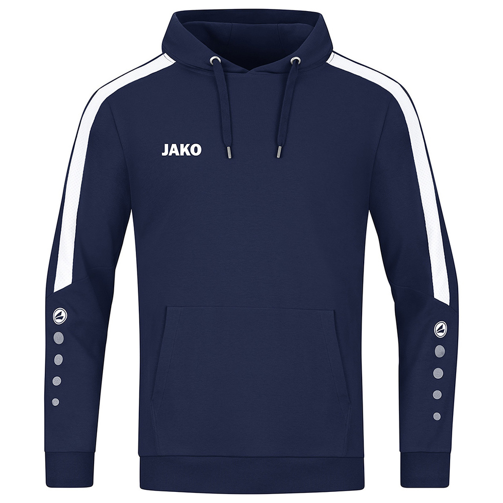 SUDADERA CON CAPUCHA JAKO POWER, MARINO-BLANCA HOMBRE. S M L XL 2XL 3XL 4XL 