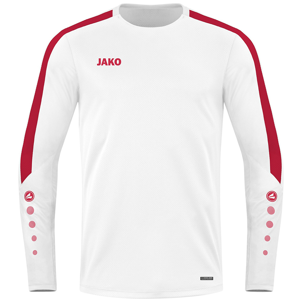 SUDADERA JAKO POWER, BLANCA-ROJA NIÑO. 116 128 140 152 164 