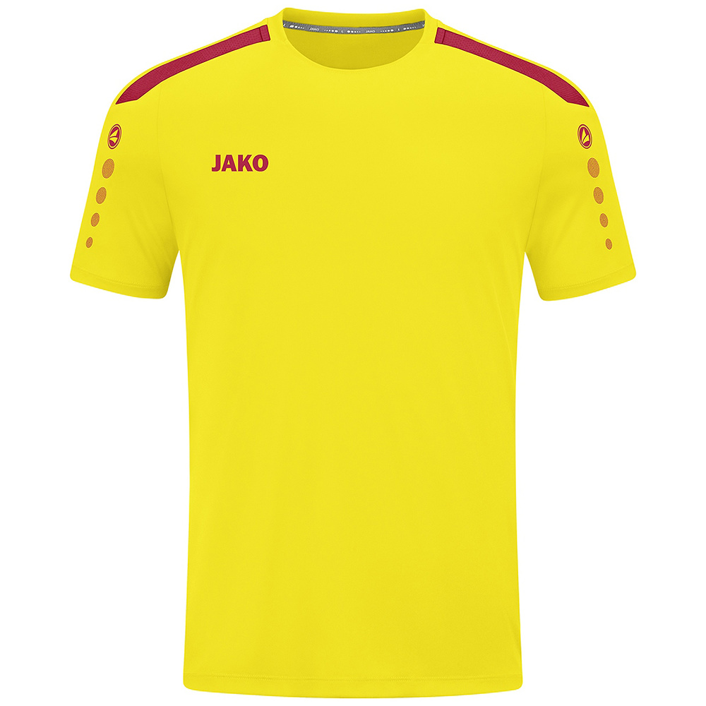 CAMISETA JAKO POWER MANGA CORTA, AMARILLA-ROJA NIÑO. 116 128 140 152 164 