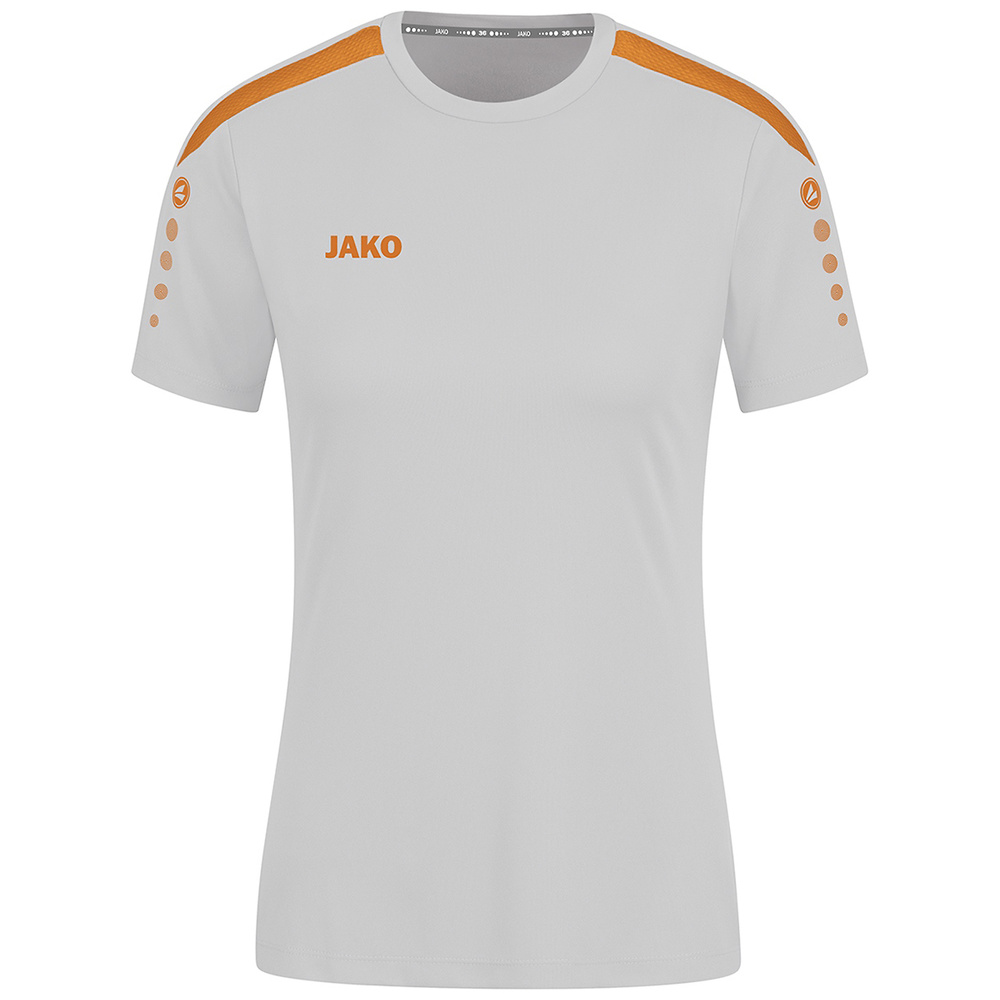 CAMISETA JAKO POWER MANGA CORTA, GRIS-NARANJA NEÓN MUJER. 34 36 38 40 42 44 