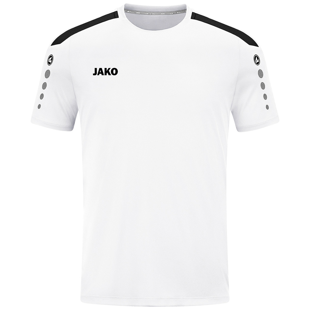 CAMISETA JAKO POWER MANGA CORTA, BLANCA-NEGRA HOMBRE. 2XL 3XL 4XL L M S XL 