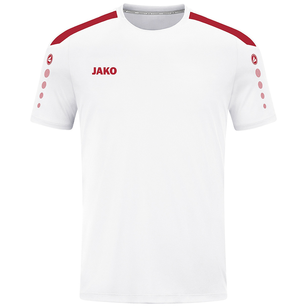 CAMISETA JAKO POWER MANGA CORTA, BLANCA-ROJA NIÑO. 116 128 140 152 164 