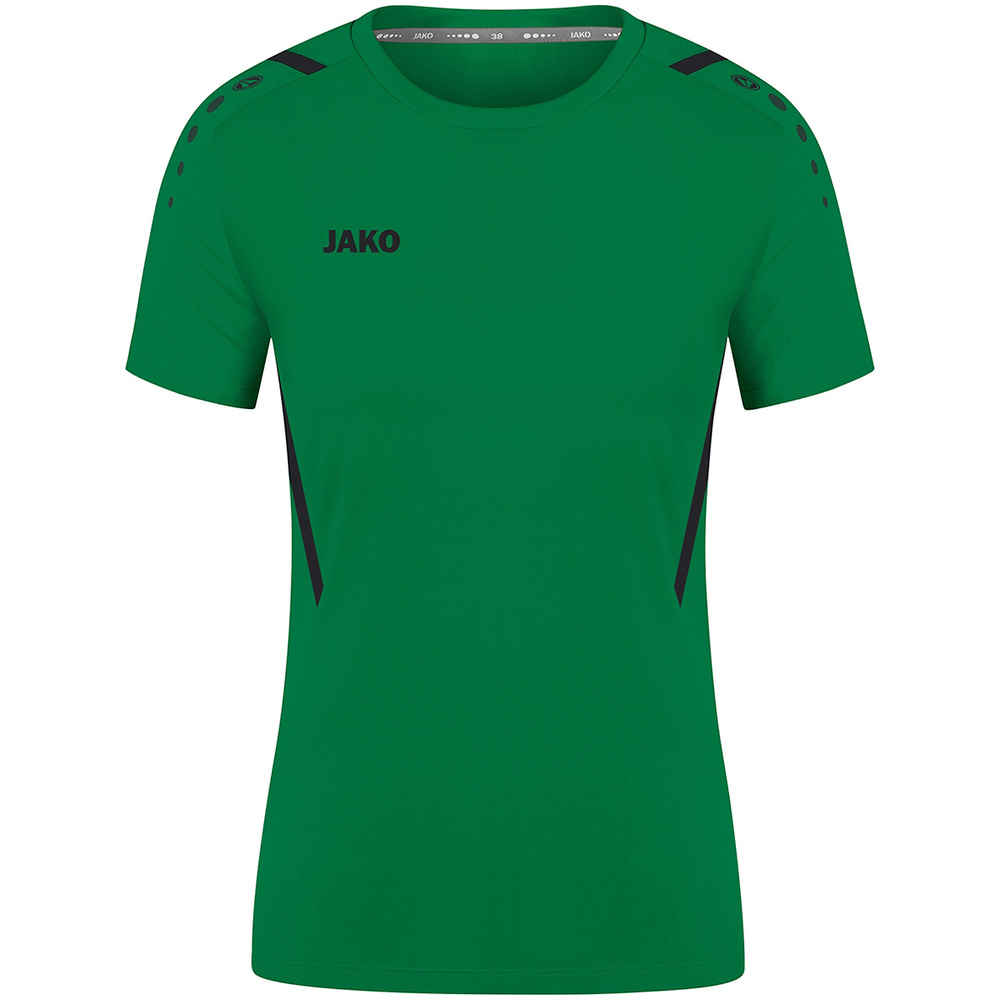 CAMISETA JAKO CHALLENGE MANGA CORTA, VERDE-NEGRO MUJER. 34 36 38 40 42 44 