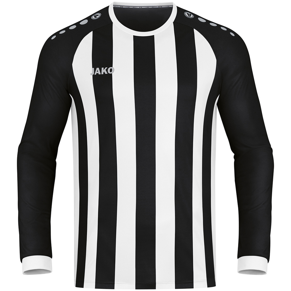 CAMISETA JAKO INTER MANGA LARGA, NEGRA-BLANCA-PLATA NIÑO. 116 128 140 152 164 