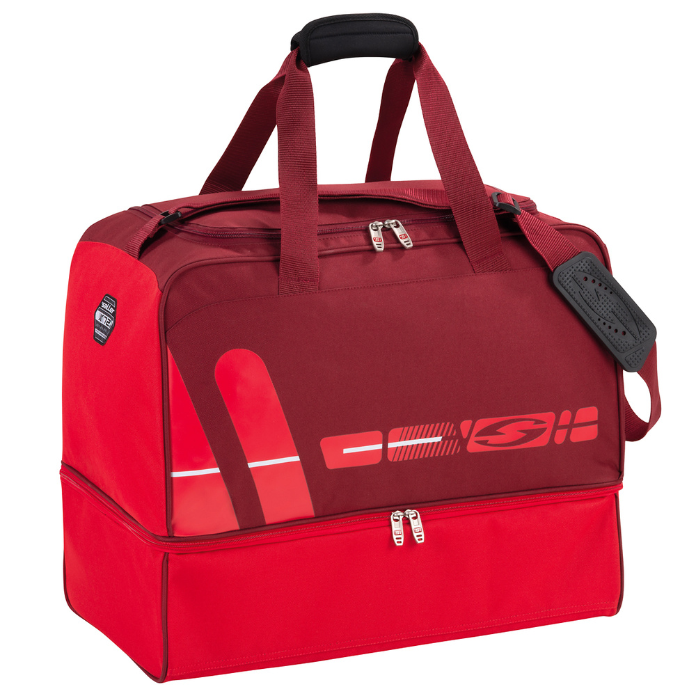 BOLSA CON ZAPATILLERO SALLERX.72, ROJO-BURDEOS-BLANCO. 