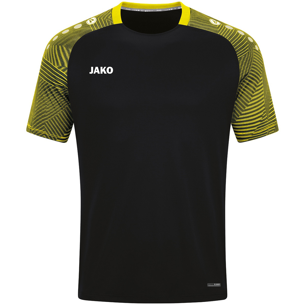 CAMISETA JAKO PERFORMANCE, NEGRA-AMARILLA HOMBRE. S M L XL 2XL 3XL 4XL 