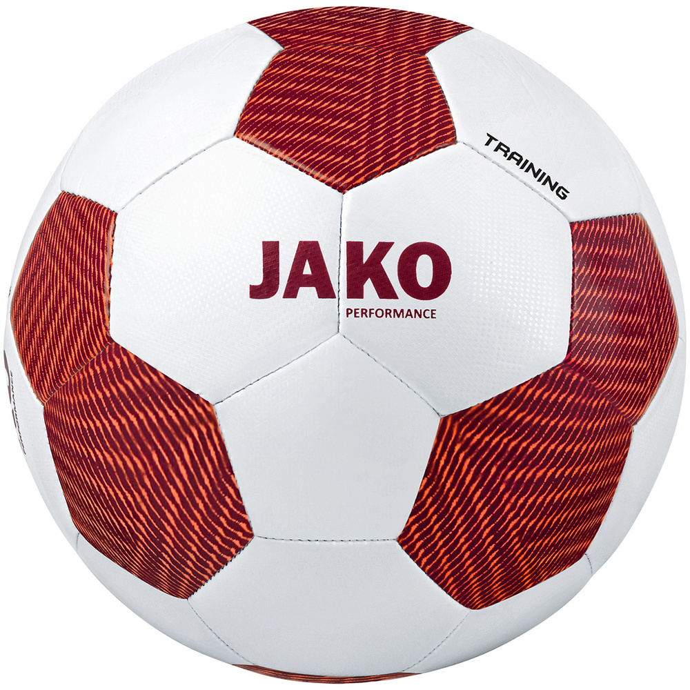 BALÓN DE ENTRENAMIENTO JAKO STRIKER 2.0, BLANCO-BURDEOS-NARANJA NEÓN. TALLA 5 