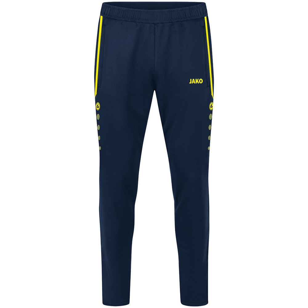 PANTALONES DE ENTRENAMIENTO JAKO ALLROUND, MARINO-AMARILLO NEÓN NIÑO. 116 128 140 152 164 