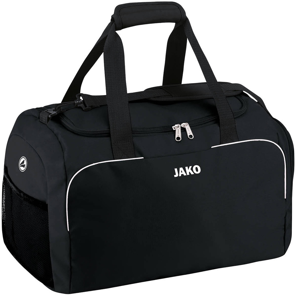 BOLSA DE DEPORTE JAKO CLASSICO CON COMPARTIMENTOS HÚMEDOS LATERALES, NEGRA. BAMBINI JUNIOR SENIOR 