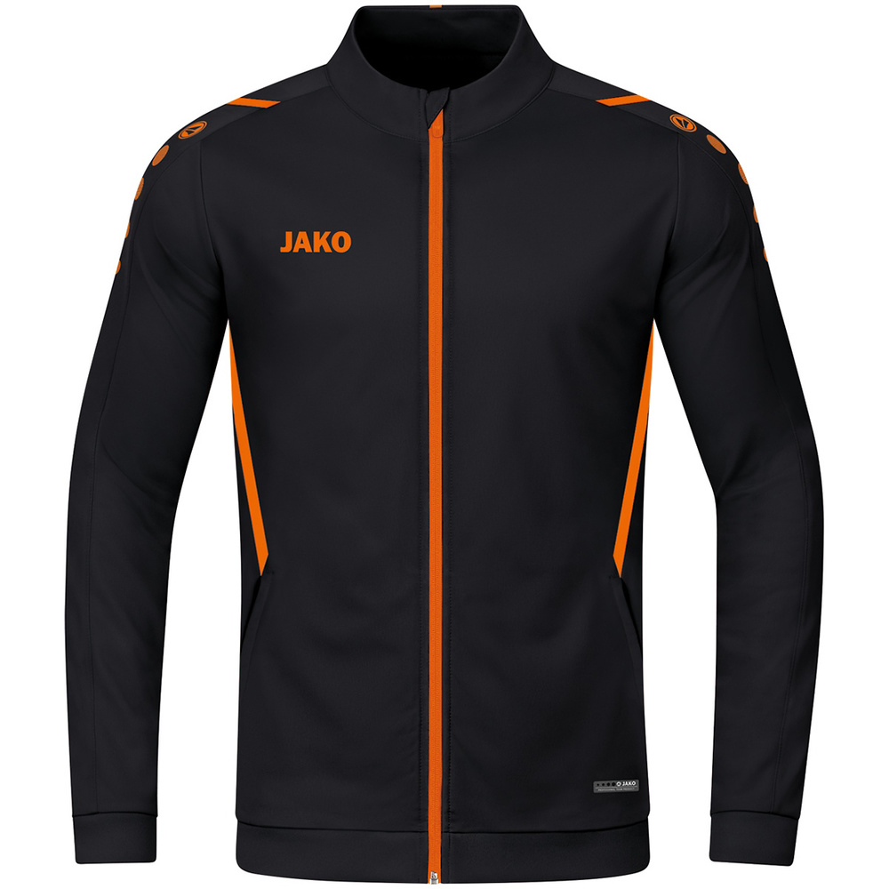 CHAQUETA CHÁNDAL POLIÉSTER JAKO CHALLENGE, NEGRA-NARANJA NEÓN NIÑO. 116 128 140 152 164 