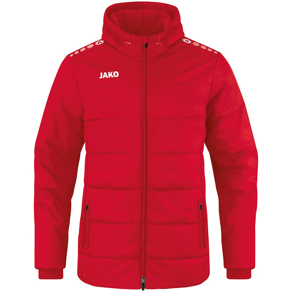 CHAQUETA COACH CON CAPUCHA JAKO TEAM , ROJA HOMBRE. S M L XL 2XL 3XL 4XL 