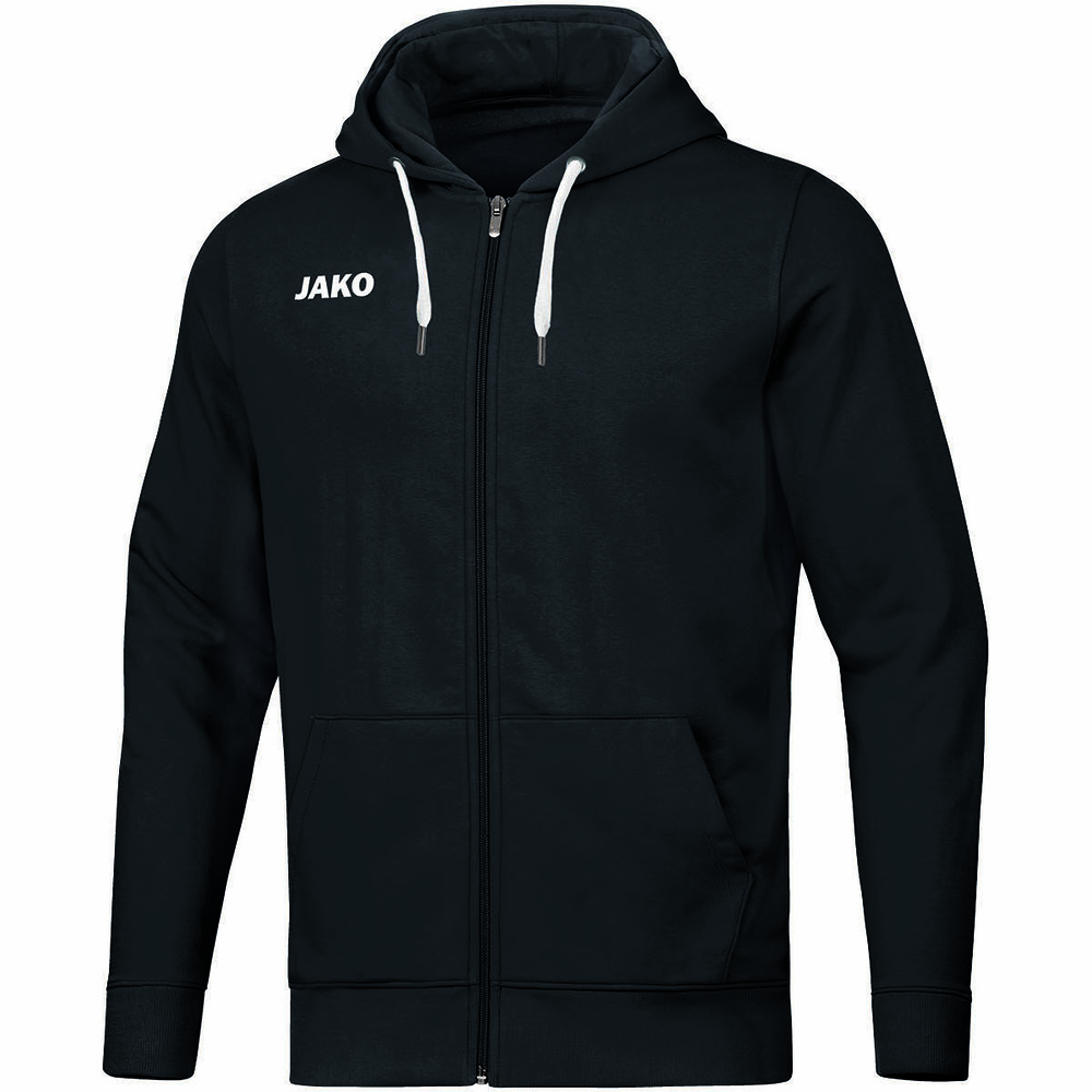 CHAQUETA CON CAPUCHA JAKO BASE, NEGRA HOMBRE. S M L XL 2XL 3XL 4XL 