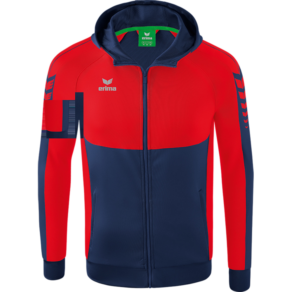 CHAQUETA DE ENTRENAMIENTO CON CAPUCHA ERIMA SIX WINGS, MARINO-ROJA HOMBRE. S M L XL 2XL 3XL 