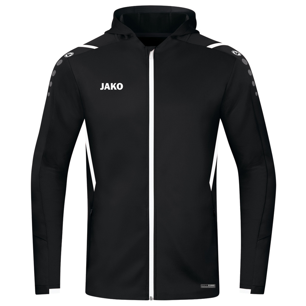 CHAQUETA DE ENTRENAMIENTO CON CAPUCHA JAKO CHALLENGE, NEGRA-BLANCA MUJER. 34 36 38 40 42 44 