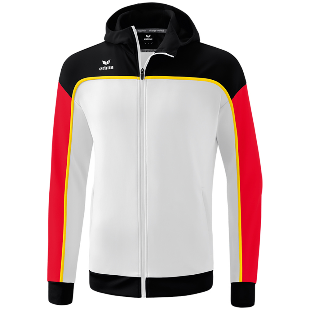 CHAQUETA ENTRENAMIENTO CON CAPUCHA ERIMA CHANGE, BLANCA-NEGRA-ROJA HOMBRE. S M L XL 2XL XL 