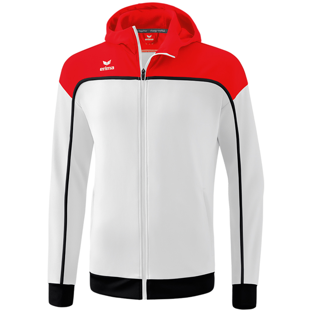 CHAQUETA ENTRENAMIENTO CON CAPUCHA ERIMA CHANGE, BLANCA-ROJA-NEGRA HOMBRE. S M L XL 2XL XL 