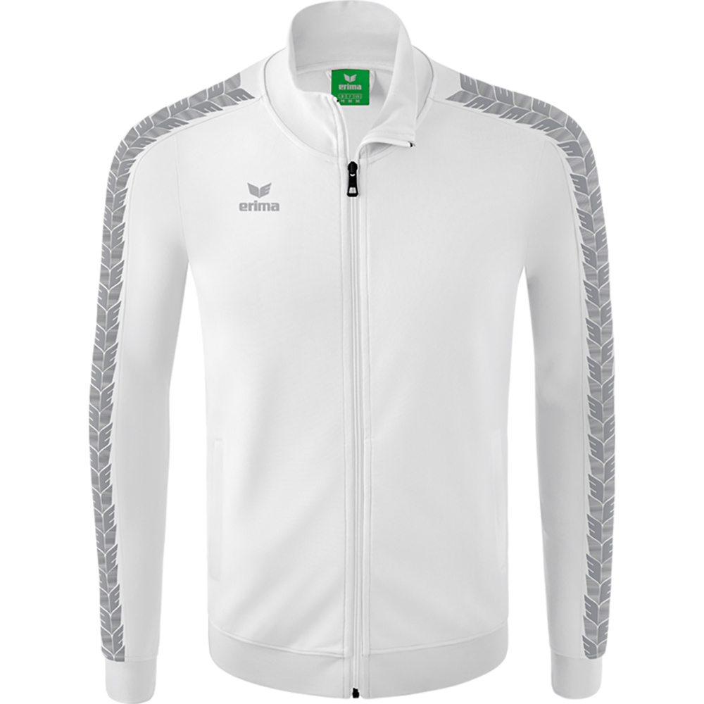 CHAQUETA ERIMA ESSENTIAL TEAM TRACK TOP, BLANCA-GRIS HOMBRE. S M L XL 2XL 3XL 