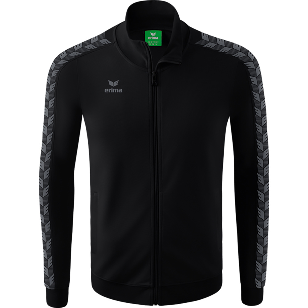 CHAQUETA ERIMA ESSENTIAL TEAM TRACK TOP, NEGRA-GRIS PIZARRA HOMBRE. S M L XL 2XL 3XL 