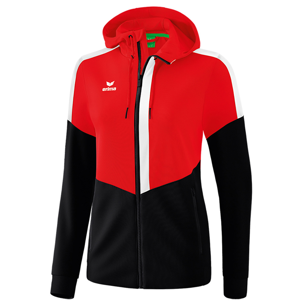 ERIMA SQUAD CHAQUETA ENTRENAMIENTO CON CAPUCHA, ROJO-NEGRO-BLANCO MUJER 34 36 38 40 42 44 