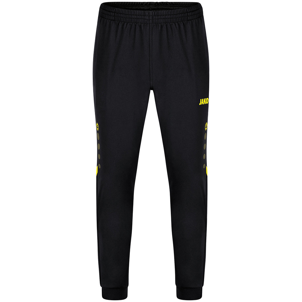 PANTALÓN POLIÉSTER JAKO CHALLENGE, NEGRO-AMARILLO MUJER. 34 36 38 40 42 44 