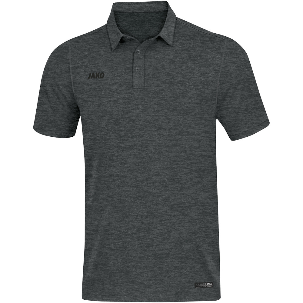 POLO JAKO PREMIUM BASICS, ANTRACITA MELANGE HOMBRE. S M L XL 2XL 3XL 4XL 