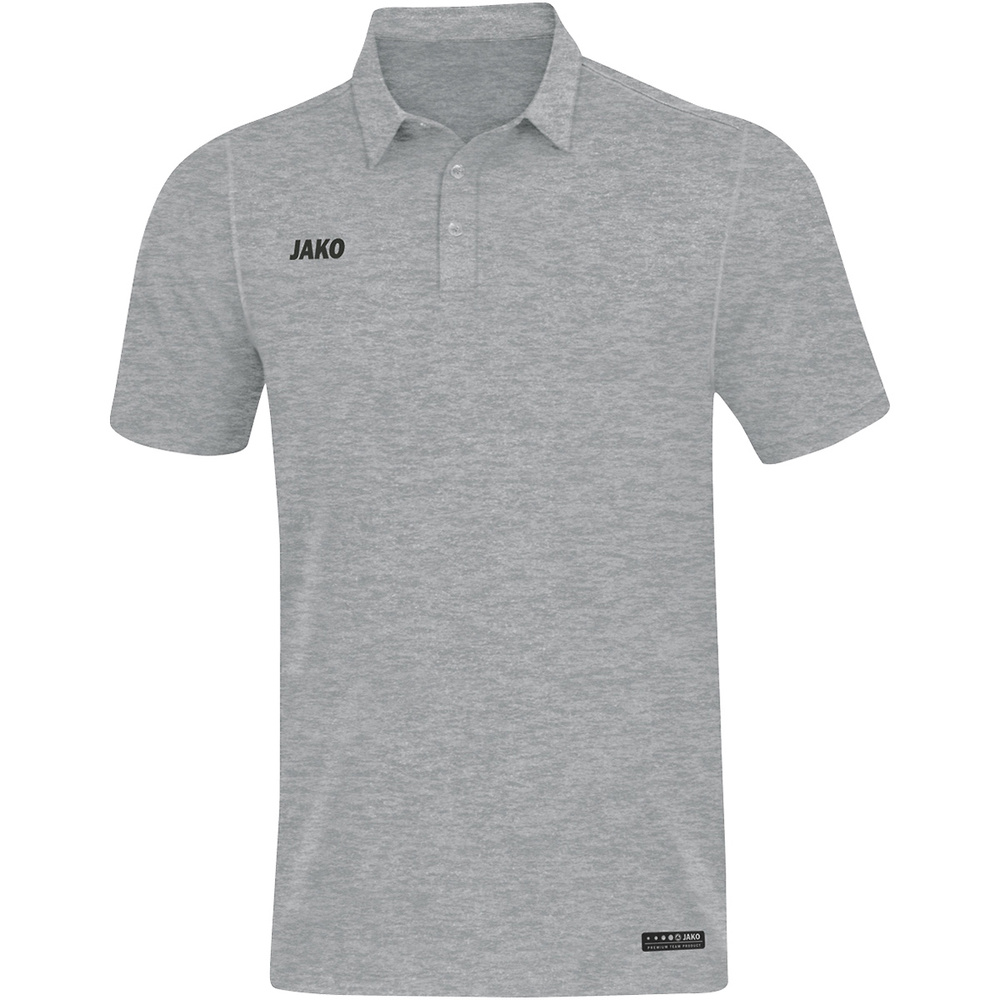 POLO JAKO PREMIUM BASICS, GRIS CLARO MELANGE HOMBRE. S M L XL 2XL 3XL 4XL 