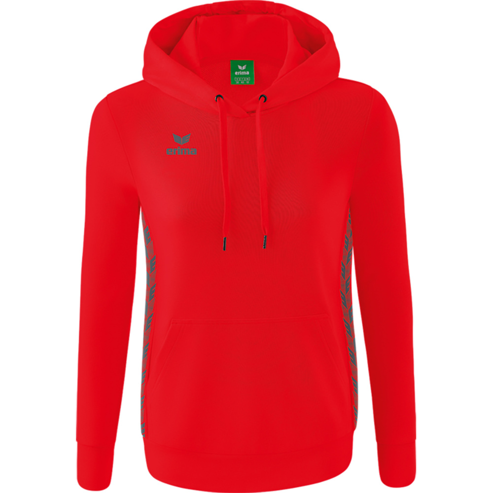 SUDADERA CON CAPUCHA ERIMA ESSENTIAL TEAM, ROJA-GRIS PIZARRA MUJER. 34 36 38 40 42 44 