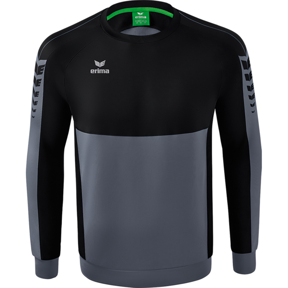 SUDADERA ERIMA SIX WINGS, GRIS PIZARRA-NEGRA HOMBRE. S M L XL 2XL 3XL 