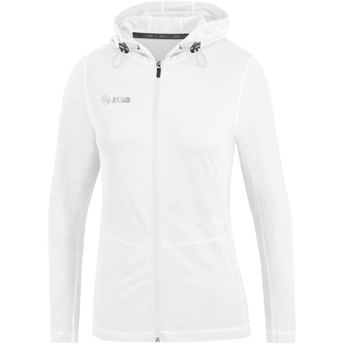 HOODED JACKET JAKO RUN 2.0, WHITE WOMEN.