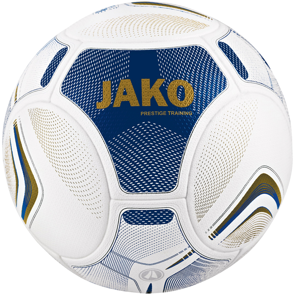 BALÓN DE ENTRENAMIENTO JAKO PRESTIGE, BLANCO-MARINO-ORO. 