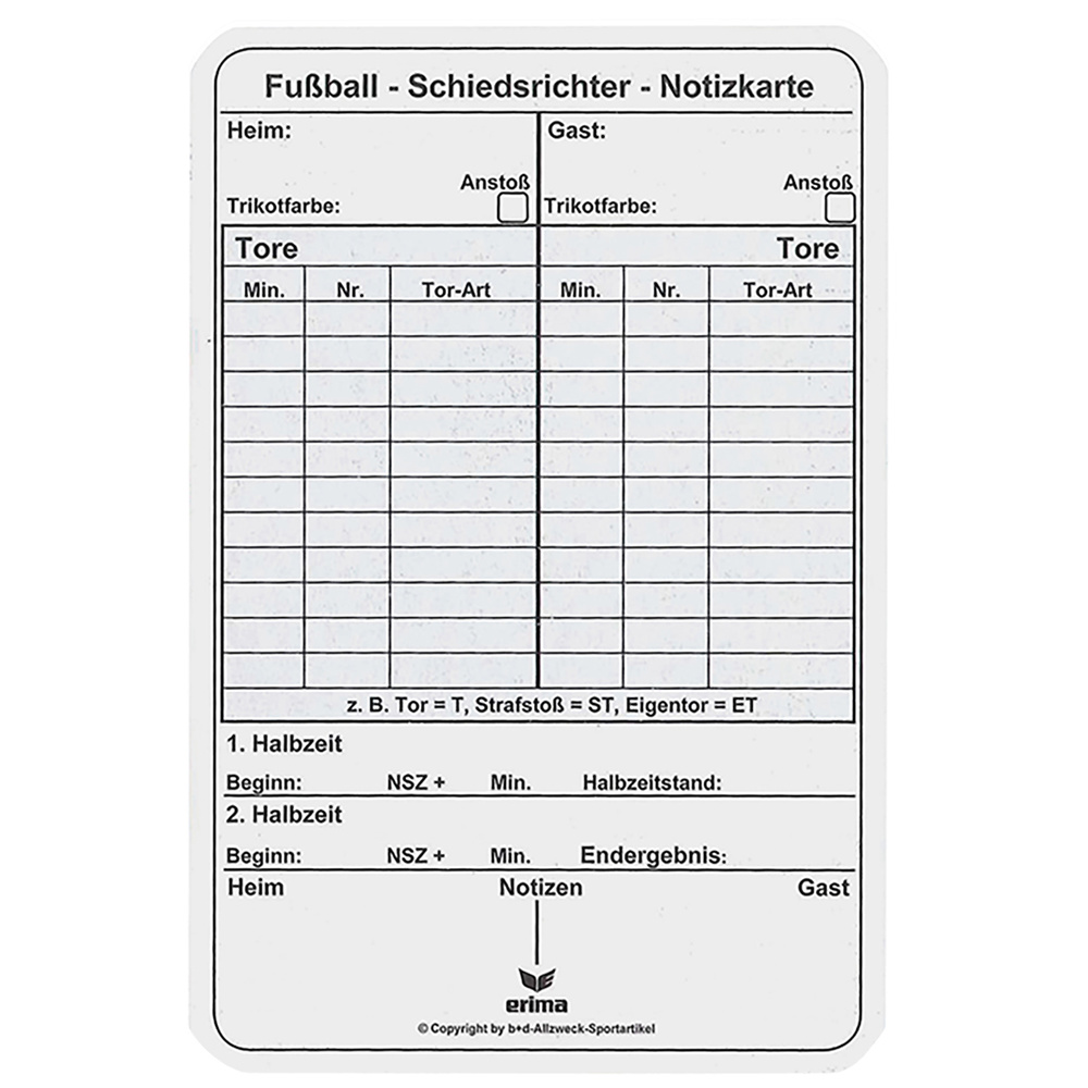 BLOC DE NOTAS DE FÚTBOL ERIMA. 