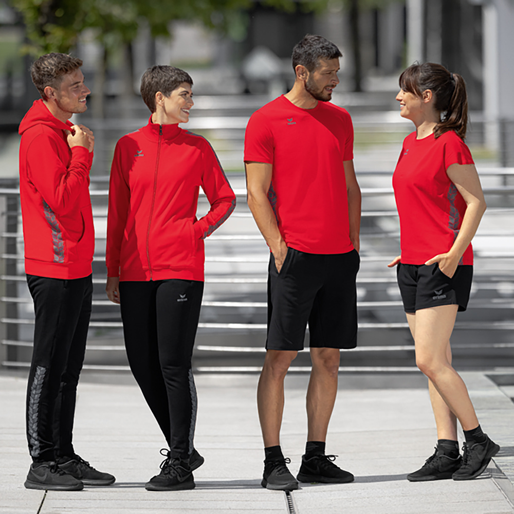 CAMISETA ERIMA ESSENTIAL TEAM, ROJA-GRIS PIZARRA MUJER. 